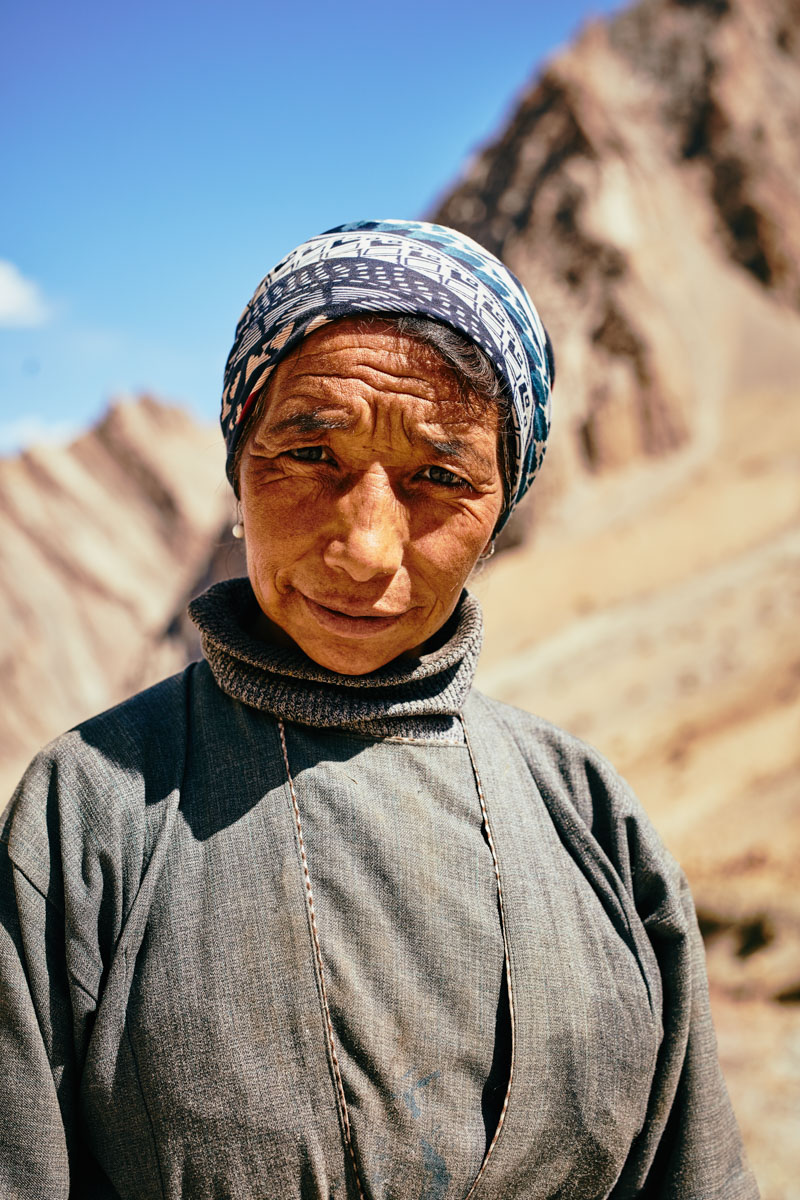 Portrait von Frau in Hanupata/ Ladakh/ Indien, 2018